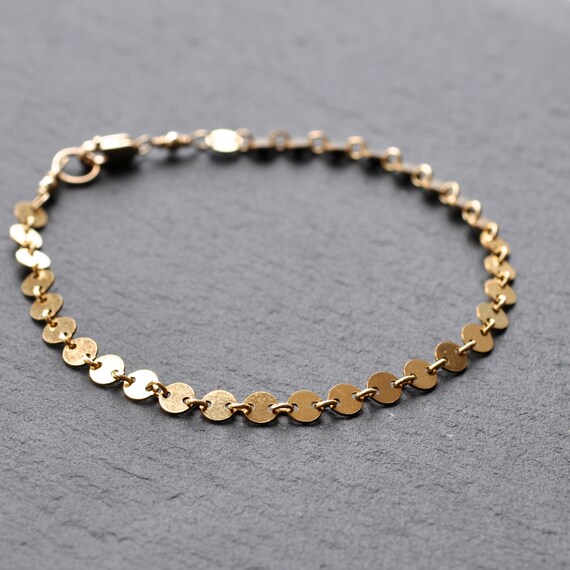 Gold Disc Bracelet Tiny Gold filled disc Bracelet by MKaae