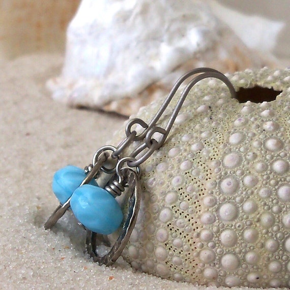 Hypoallergenic Beaded Earrings Blue Earrings Titanium