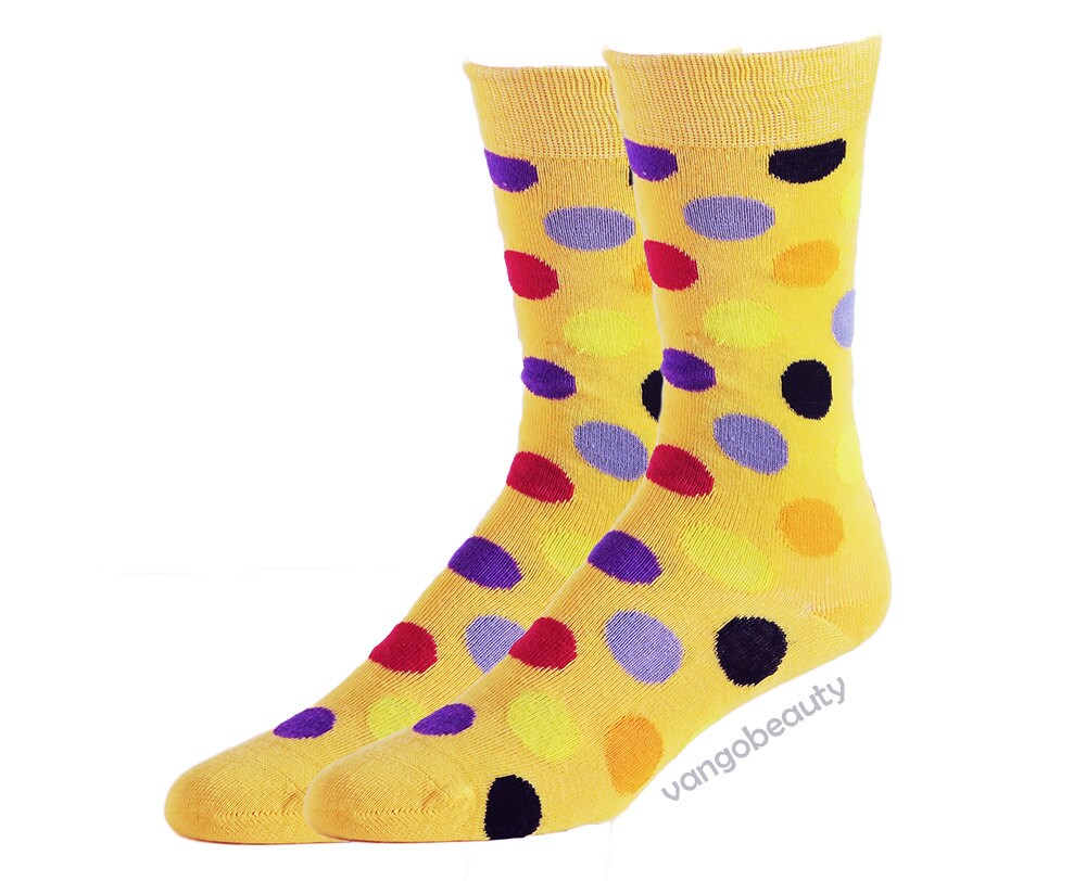 Yellow happy dots. Polka Dot Socks. Mens Socks. by VanGoBeauty
