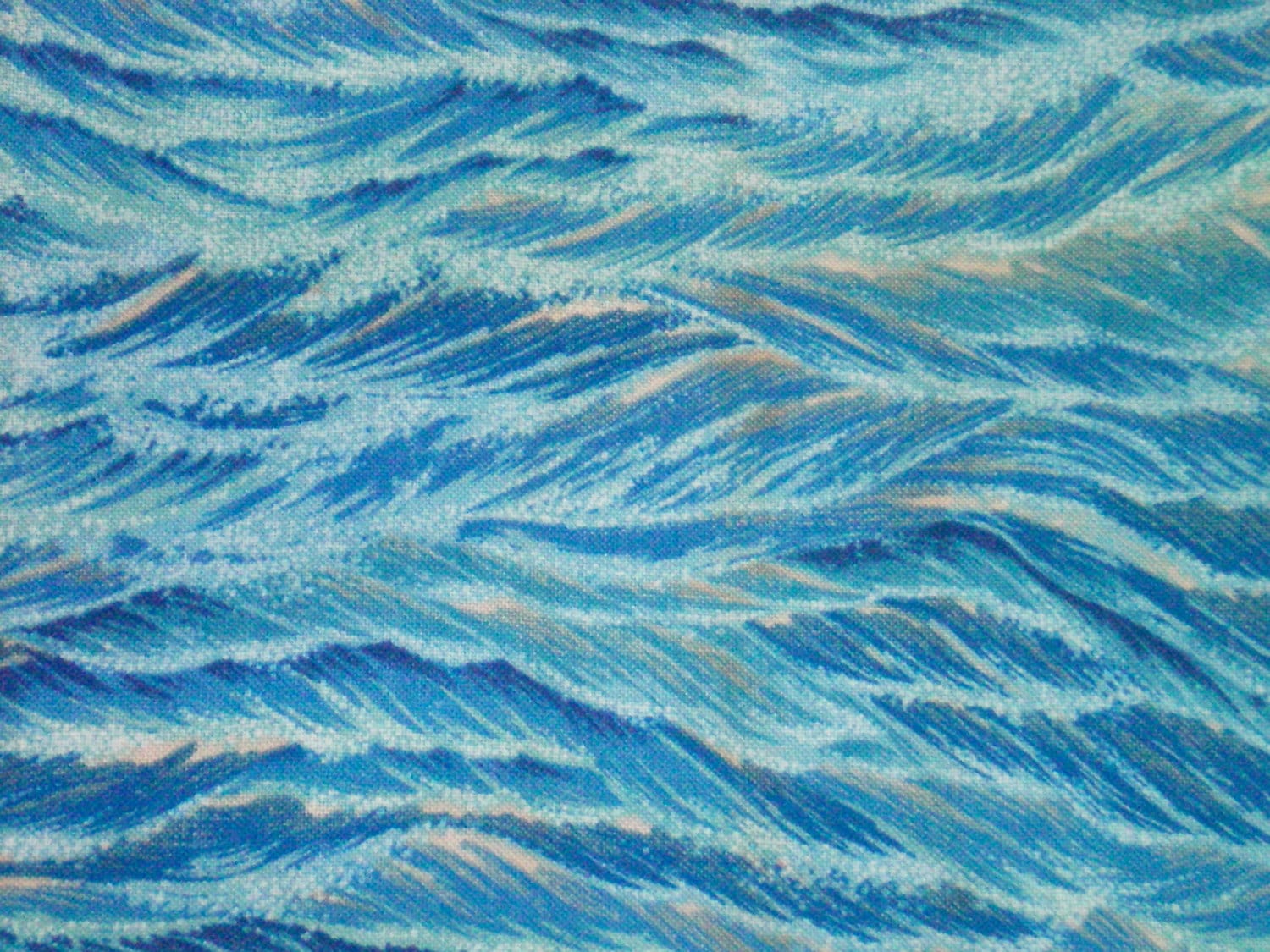 Blue Fabric Green Sea Fabric Ocean Print Fabric Waves Fabric