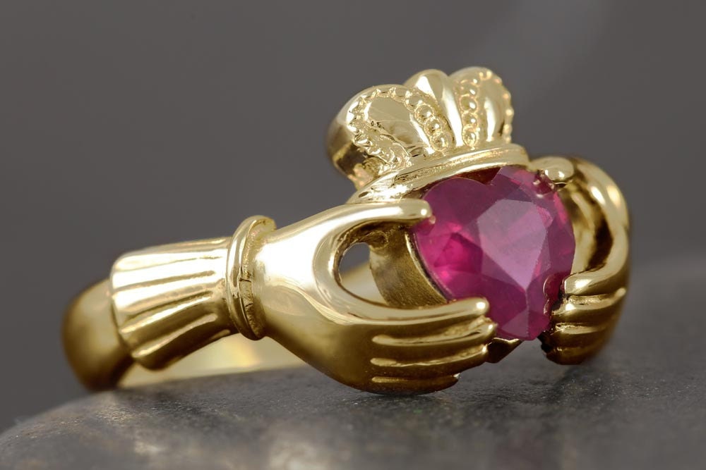 Natural ruby claddagh ring in gold More options available