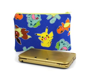 Pokemon Pikachu Nintendo 3DS XL Case / Blue Charmander Bulbasaur 3DS Pouch / Zipper Pouch Padded
