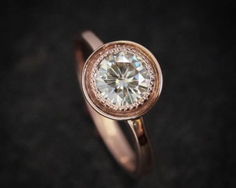 halo engagement ring moissanite ring rose gold engagement ring rose gold onegarnetgirl - Amazing Wedding Rings halo engagement ring moissanite ring rose gold engagement ring rose gold onegarnetgirl - Amazing Wedding Rings