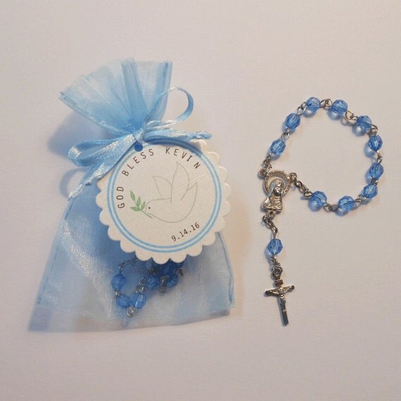 60 Mini Rosary Favors Baby Boy Baptism Favors Christening