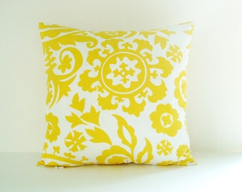 Yellow Pillow Cover Suzani Pillow Decorative Pillow Size Choice Throw Pillow Accent Pillow