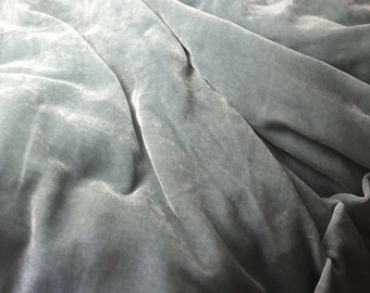 DUSTY LIGHT BLUE Silk Velvet Fabric fat 1/4