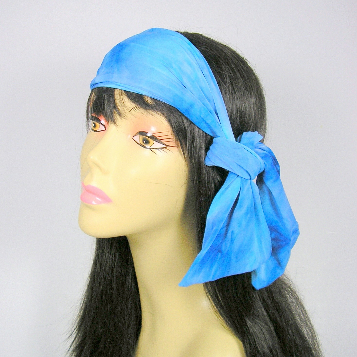 Tie Dye Head Scarf Blue Tie Dye Hair Wrap Hippie Tie-dye Hair