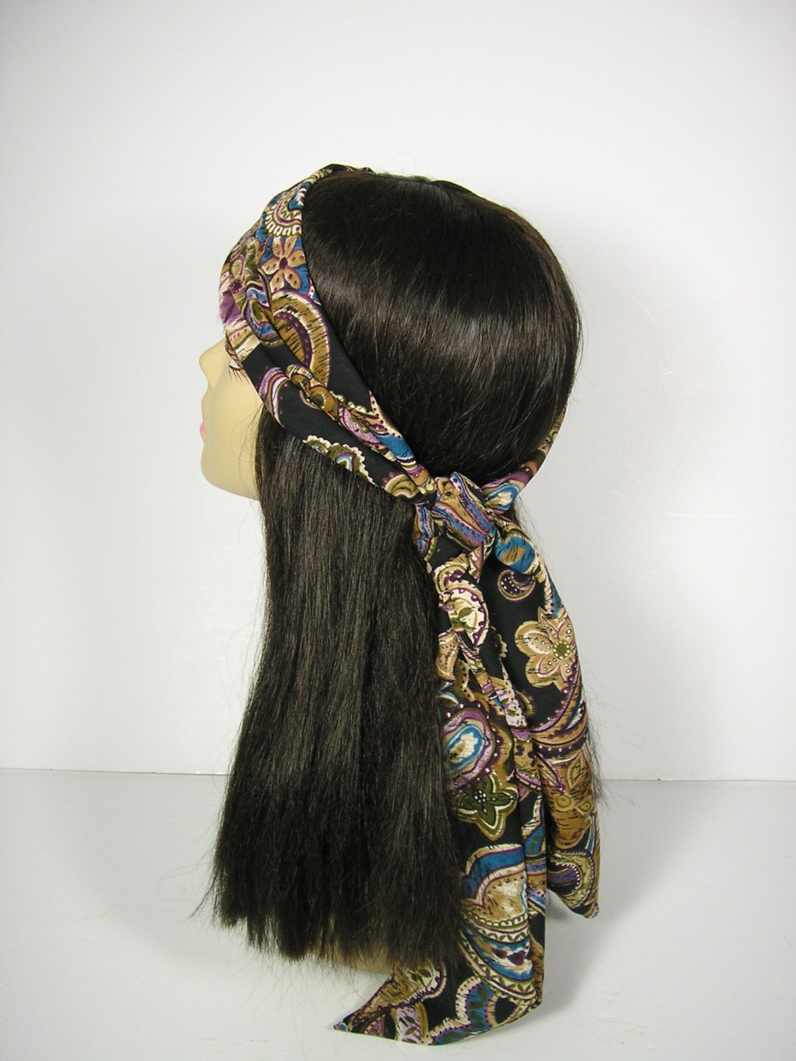 Paisley Print Head Scarf Retro Hippie Head Scarf Western Head