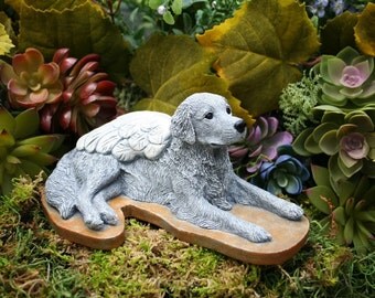 Golden Retriever Angel Dog Memorial - Concrete Statue - Angel Pet Marker