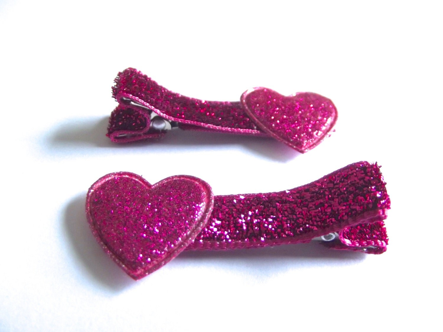 Hot Pink Heart Hair Clips Pink Hair Clips Pink by TwoSeasideBabes