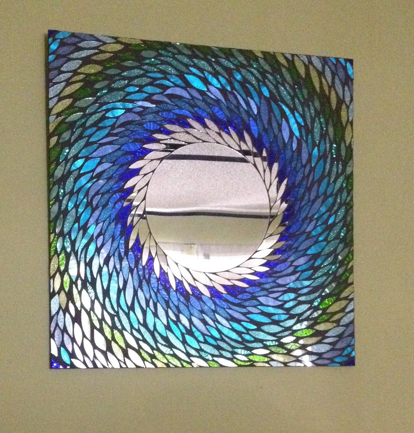 Mosaic Mirror Stained Glass Blue And Green