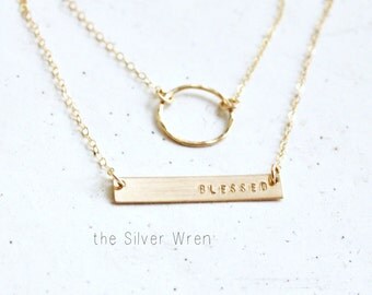 Personalized Bar Necklace, Personlaized Necklace, Dainty Layered Necklace set of 2, Initial Necklace, Personalized Jewelry