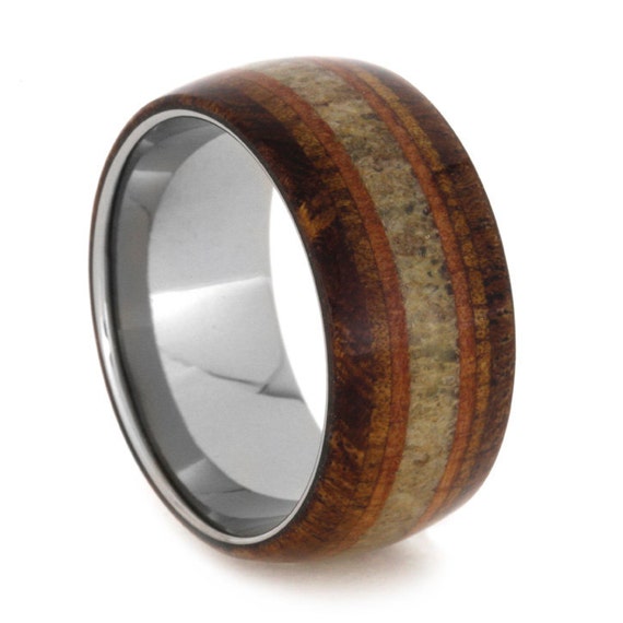 Mens Titanium Wedding Band, Unique Anniversary Ring For Men Inlaid ...