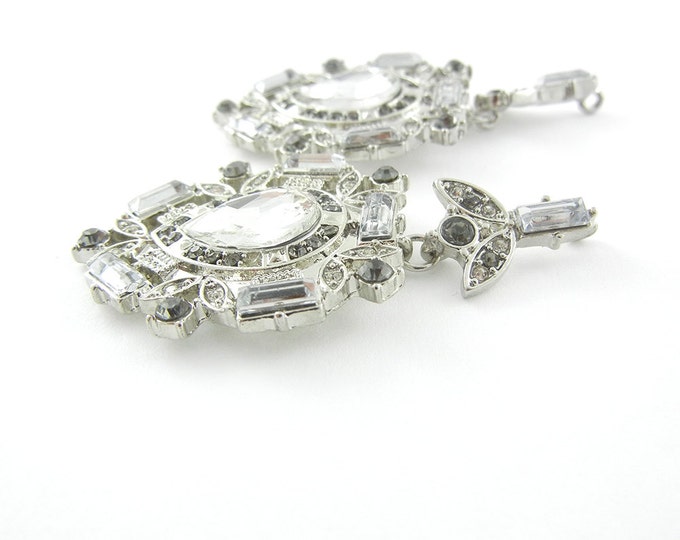 Pair of Crystal and Gray Rhinestone Drop Charms