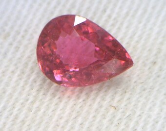 Pinkish Red Rubellite Tourmaline Faceted VS Gemstone 7.8x5.8mm Pear 1.08 carat