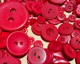 Red Buttons - Assorted Round Sewing Bulk Button - 120 Buttons - Hot Tamales - CHRISTMAS