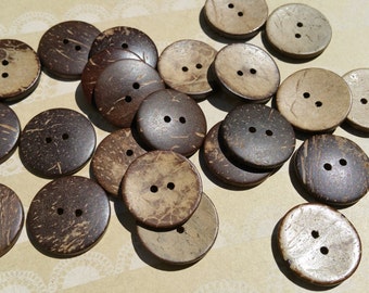 Wood Buttons - Sewing Button - Coconut Wooden Two Holes Buttons - 1" Wide