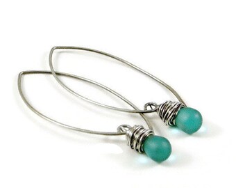 Earrings Teal Blue Sterling Silver Gifts for Her