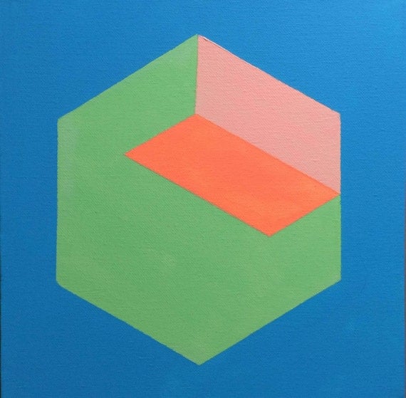 Op Art Geometric Cube Painting