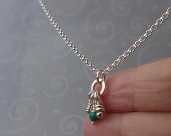 Malaquite Sterling Silver Pendant, Flora Necklace, Rustic Organic Knots Pendant, Aroluna