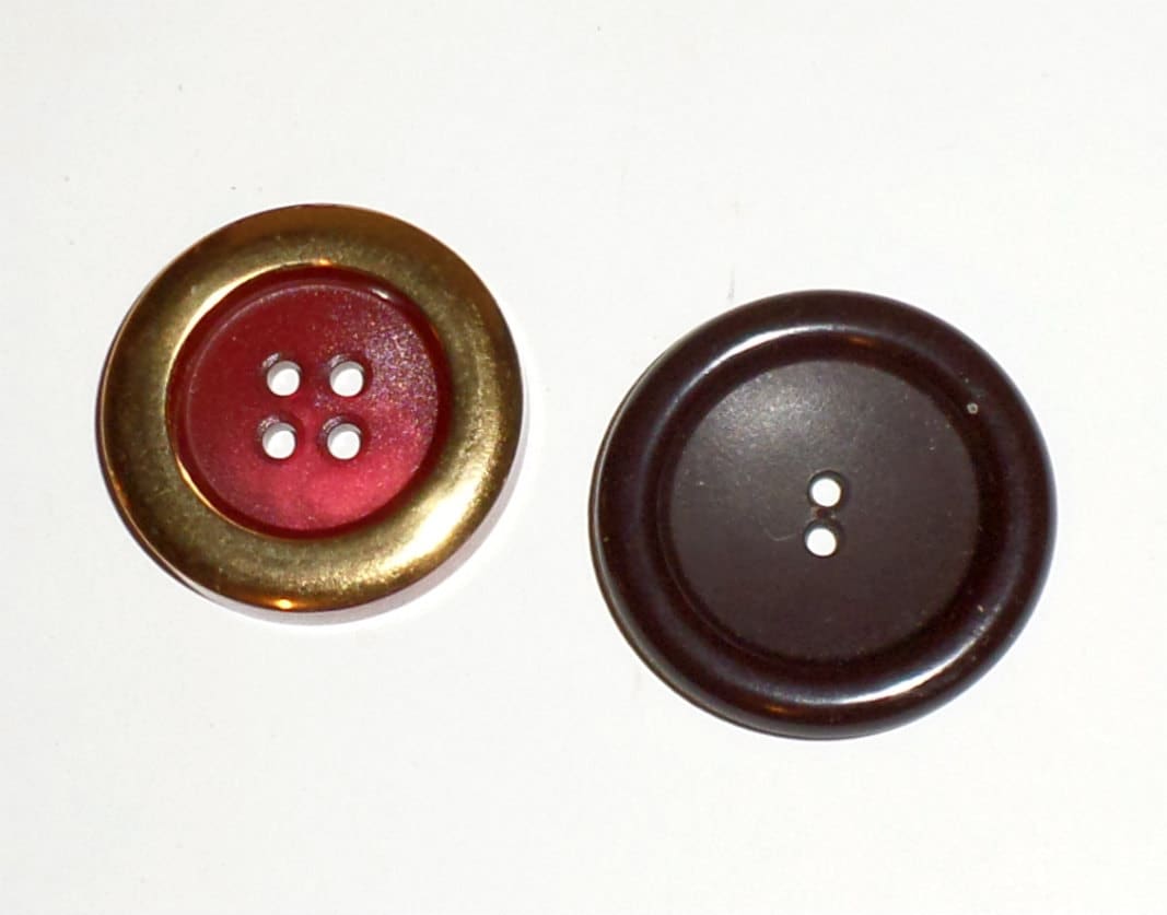Vintage Coat Buttons Large Buttons Red and Gold Button