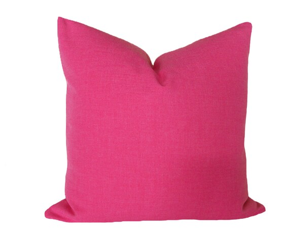 Solid Pink Pillow Cover 18x18 Bright Bold Pink Throw