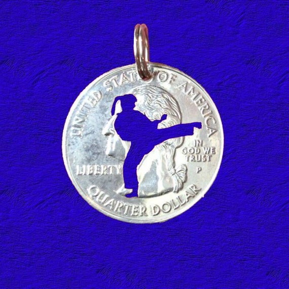 Karate Girl Necklace Martial Arts Pendant by CutAndColorCoins