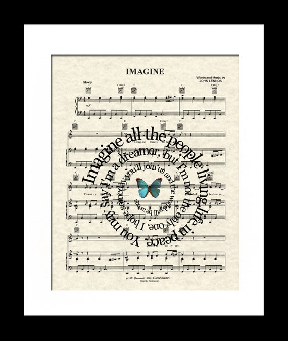 Imagine Song Lyric Sheet Music Art Print John by WordsandMusicArt
