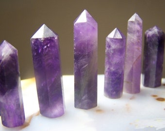 1 Amethyst crystal point - small natural polished prism - wire wrap jewelry pendant - 3/4 to 1.5 inch - purple stone quartz point obelisk