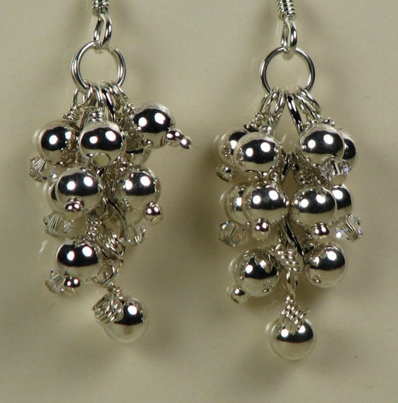 Grape Cluster Earrings Sterling Silver Beaded by BeadtifulDesigns