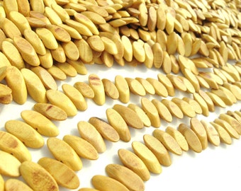 25 Slidecut Nangka Wood Beads - Yellow Wood Bead 18mm