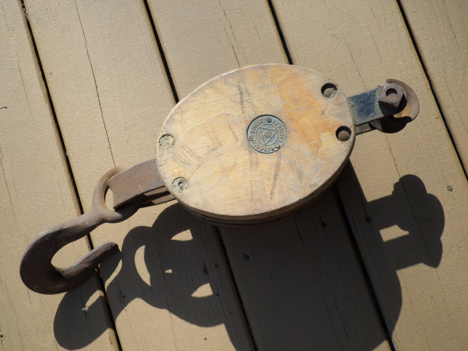 antique double sheave PULLEY heavy duty Madesco Products