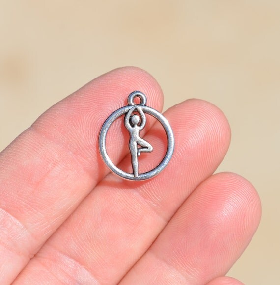 BULK 20 Silver Yoga Charms SC2743