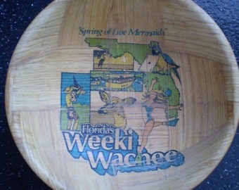 Rare HTF WEEKI WACHEE Bamboo Bowl Florida Souvenir Bowl