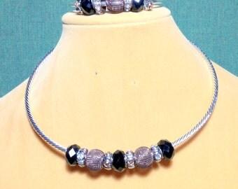 SALE Sterling Silver Neck Wire and Pandora Charm Necklace / Pandora Charms Necklace / Pandora Necklace / Charm Necklace