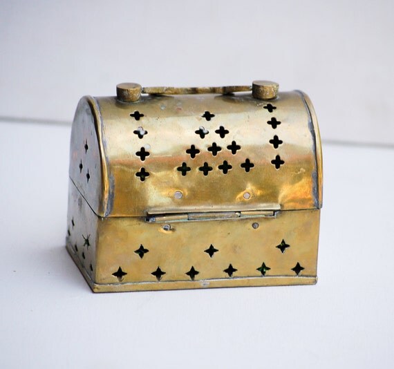 Rustic Ring Box Wedding Ring Holder Vintage Brass Cricket Box