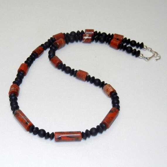 Mens Handmade Red Jasper Stone Necklace Mens by keidendesigns