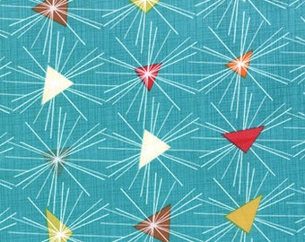 Mod Century Fabric - Triangle Sun Rays - Turquoise - 1 Yard - SKU# 30512-16 - Jenn Ski - Moda Fabrics