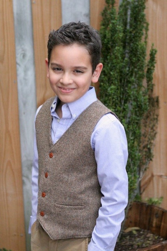 Wool herringbone Vest for Boys by finehandmadeclothing on Etsy