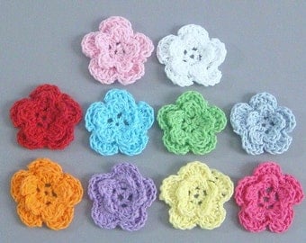 40 Handmade Crochet Flower Appliques Sewing EA161
