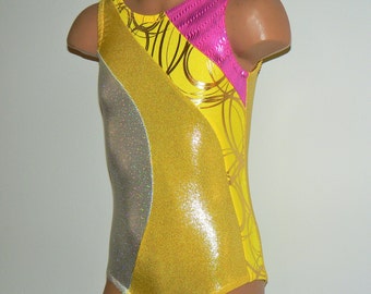 Gymnastics Leotard Yellow Pink White. Dance Leotard. Toddlers Leotard. Dancewear. SIZE 2T - Girls 10