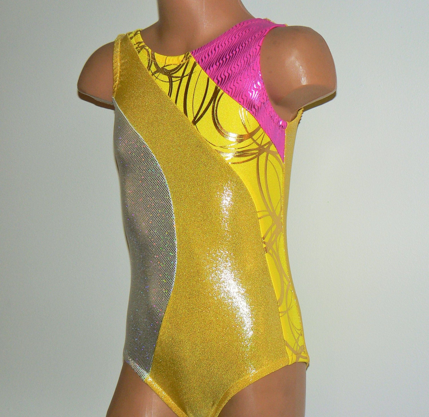 Gymnastics Leotard Yellow Pink White. Dance Leotard. Toddlers