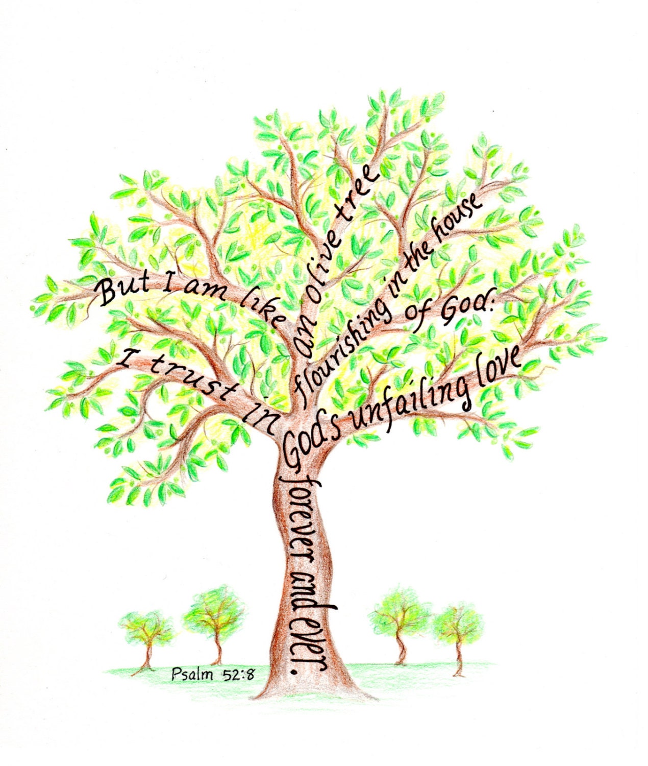 Olive Tree Bible Verse art print scripture design hand