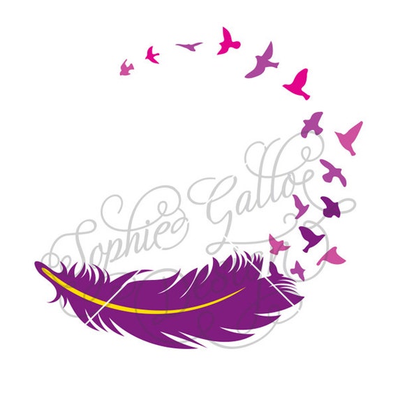 Download Feather Birds Tattoo SVG DXF & PNG digital download files