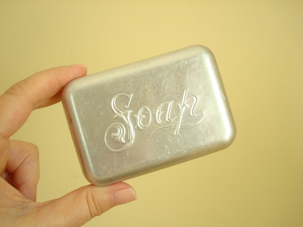 Antique soap tin, vintage tin box, script typography, gifts for men