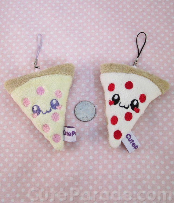 Kawaii Pizza Plush Phone Charm DS Decoration Bag by CuteParade