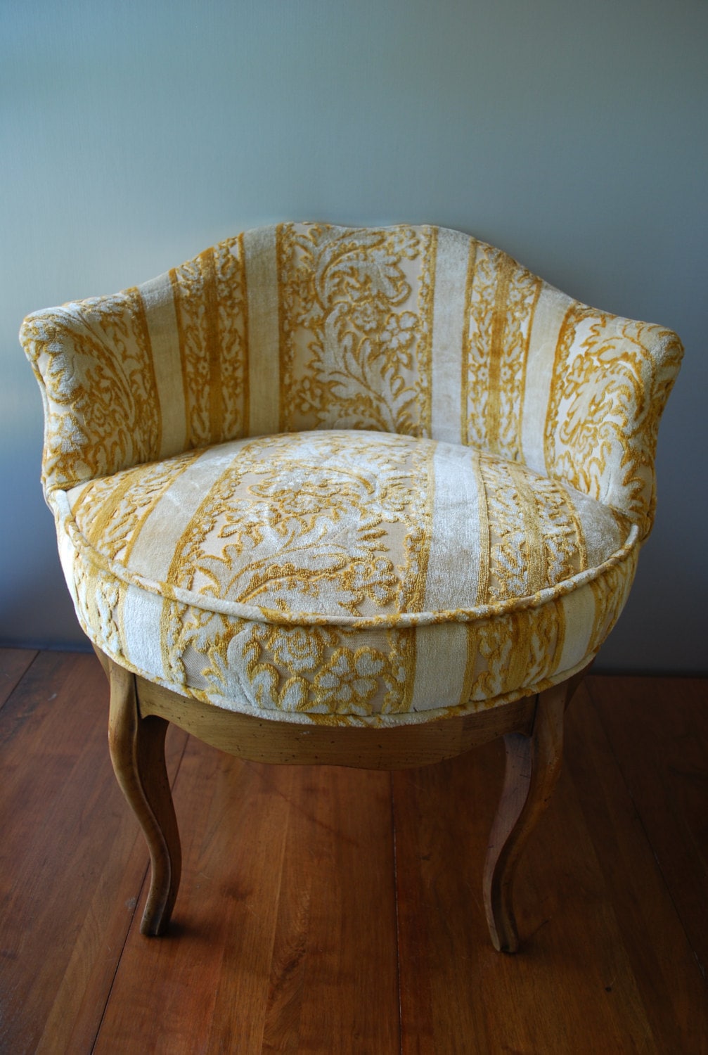 Vintage Gold and Cream Crushed Velvet Swivel Dressing ...