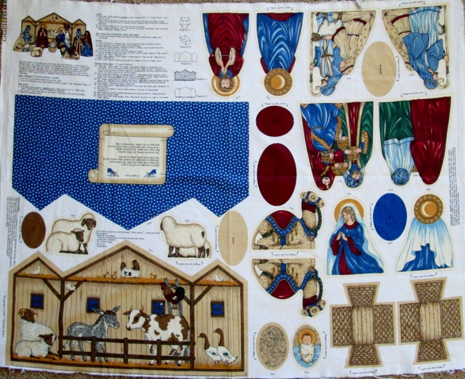 Keepsake Crafts Nativity Scene Sewing Fabric Panel 100 Cotton