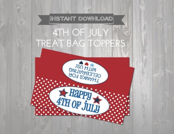 Happy 4th of July Treat Bag Toppers