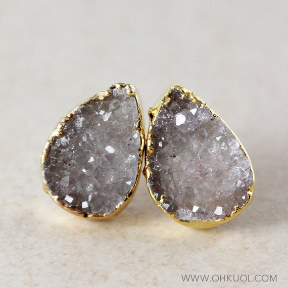 druzy post earrings